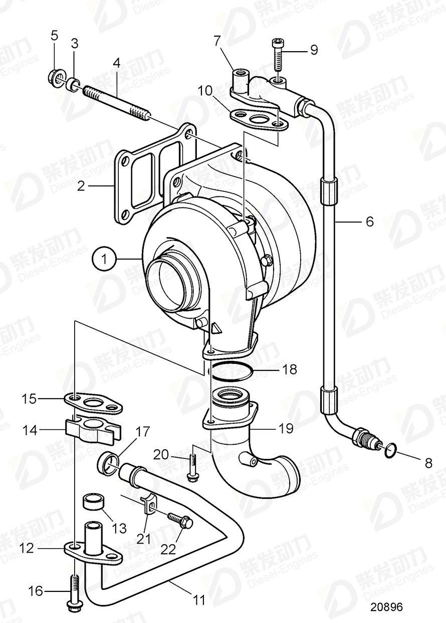 volvo penta Connecting pipe 3838234 Drawing volvo penta Connecting pipe 3838234 Drawing